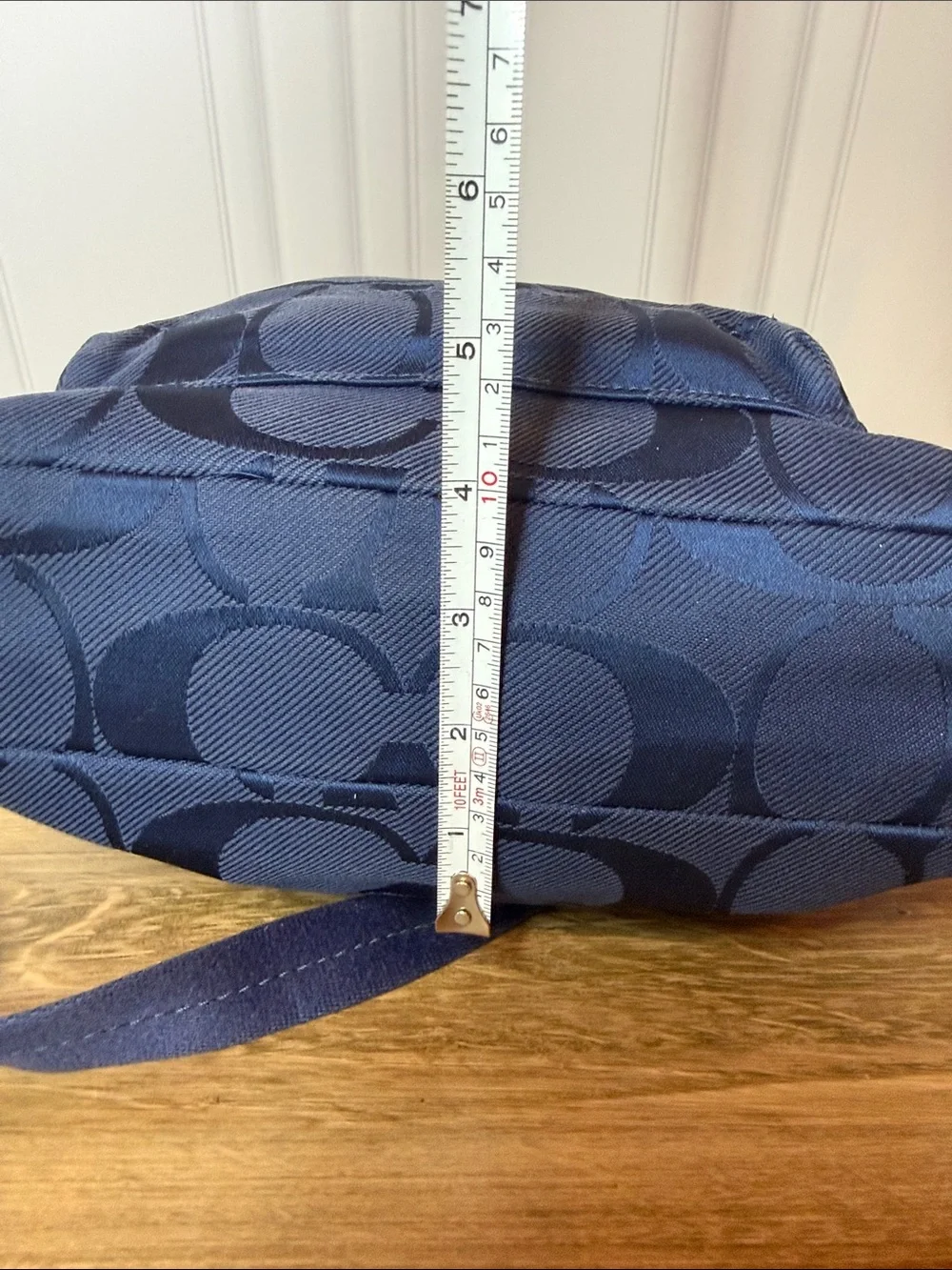 Coach Kyra Signature Jacquard Nylon Crossbody Messenger Bag Navy Blue F16550 EUC